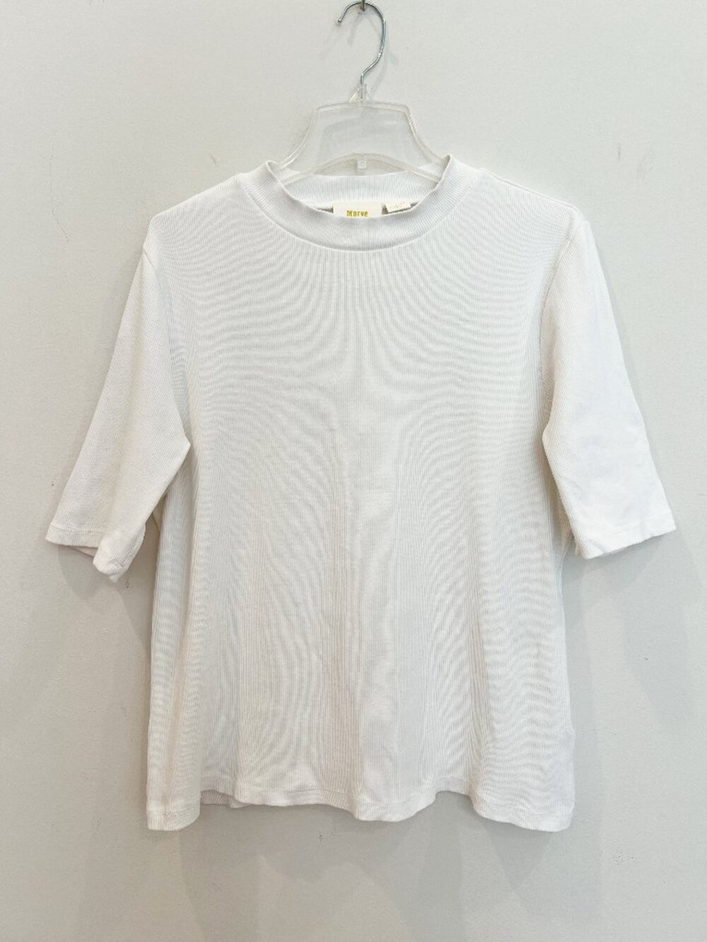 Maeve Anthropologie Shirt Top Extra Large White Cotton Ribbed Half Sleeve Tee